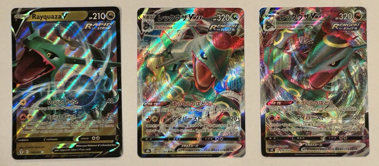 Pokemon Rayquaza V & VMAX Lot English Evolving Skies Japanese VMAX Climax s8b NM0