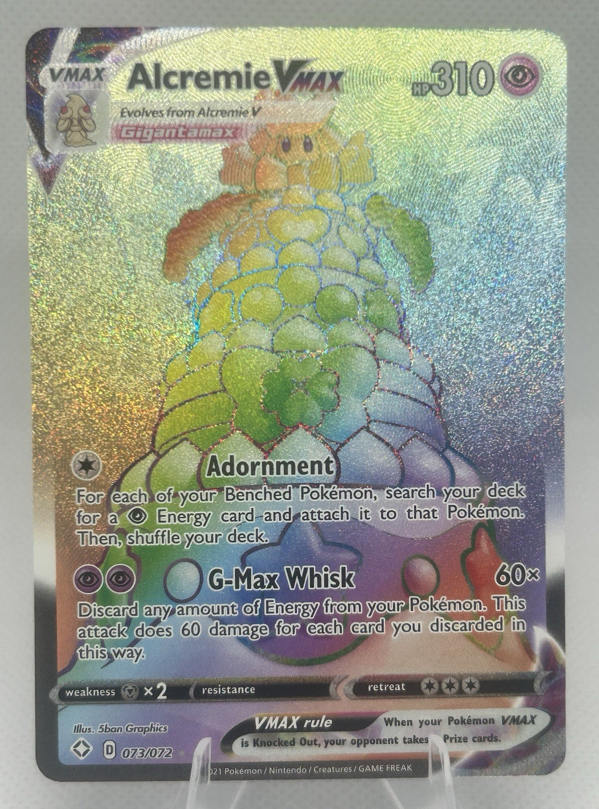Pokemon Alcremie VMAX Rainbow Rare Secret 073/072 Shining Fates SHF NM0