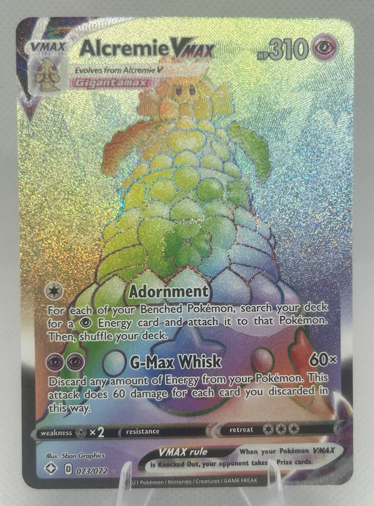 Pokemon Alcremie VMAX Rainbow Rare Secret 073/072 Shining Fates SHF NM0