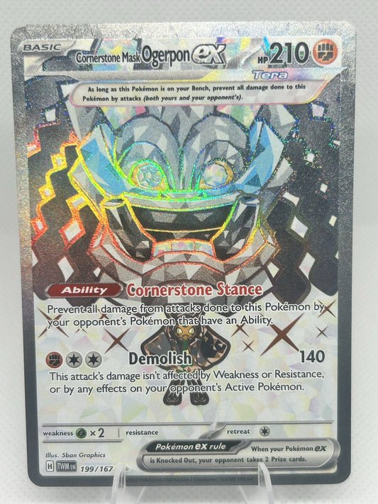 Pokemon Cornerstone Mask Ogerpon ex 199/167 Ultra Rare Twilight Masquerade NM0
