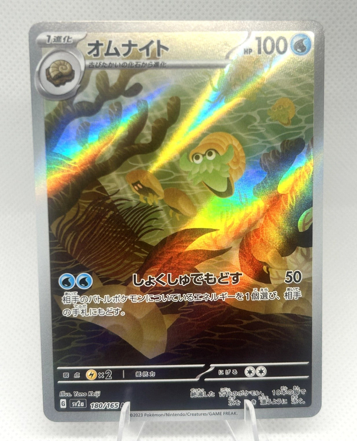Pokemon Japanese Omanyte AR 180/165 SV2a Pokemon 151 Art Rare Fossil NM0